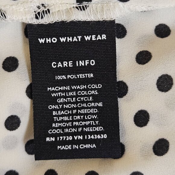 Who What Wear Blouse Womens Size 3X Polka Dot Button Front Black White NWT - Picture 10 of 10